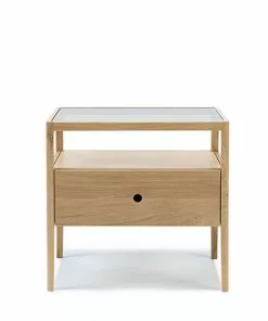 Ethnicraft Oak Spindle Bedside Table, 1 Draw