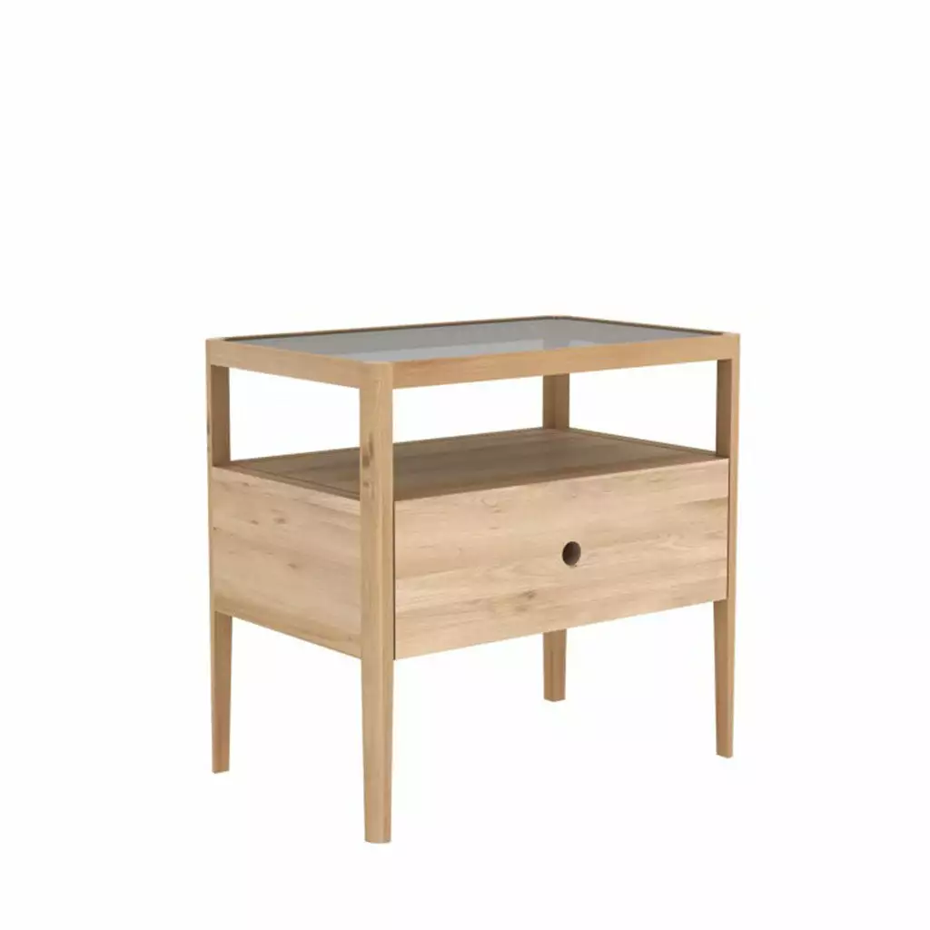 Ethnicraft Oak Spindle Bedside Table, 1 Draw - Image 2