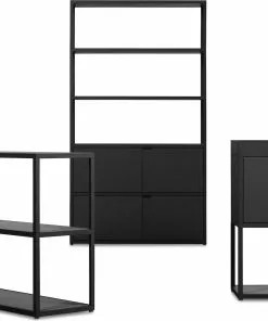 New Order Set – High Single Bookshelf + Low Double Bookcase + Single Credenza