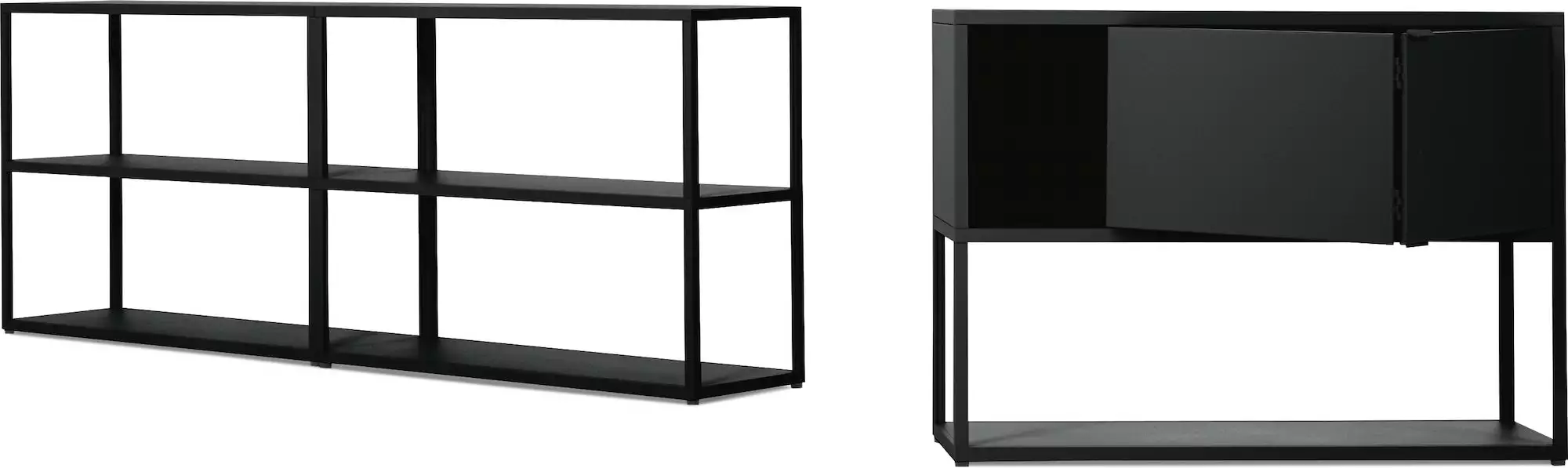New Order Set – Low Double Bookshelf + Low Single Bookshelf With Storage