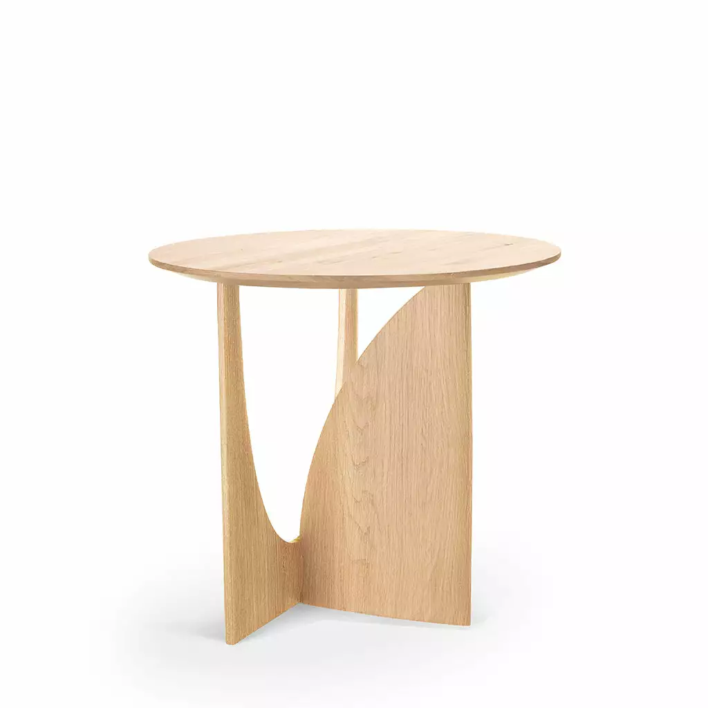 Ethnicraft Oak Geometric Side Table