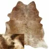 Open Room Small Natural Solid Beige Cowhide Rug
