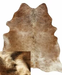 Open Room Small Natural Solid Beige Cowhide Rug